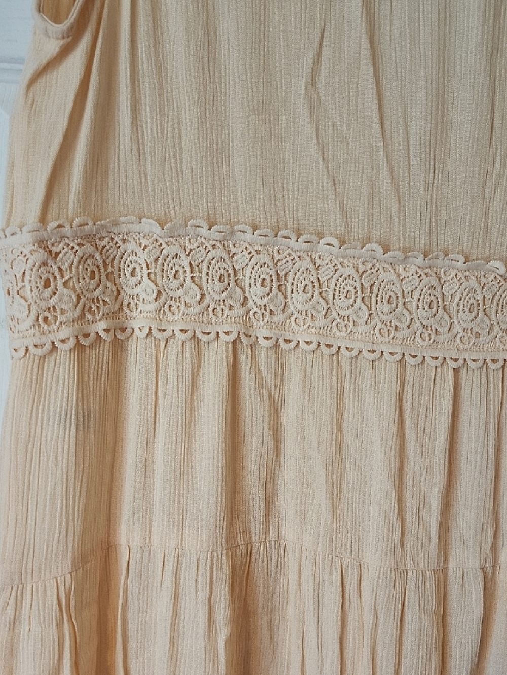 Cato Sleeveless Peach Lace-Trim Tiered Duster/Cover-Up - Picture 8 of 10